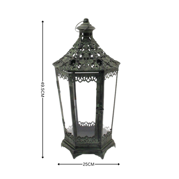 Metal Lantern With Glass - Lila