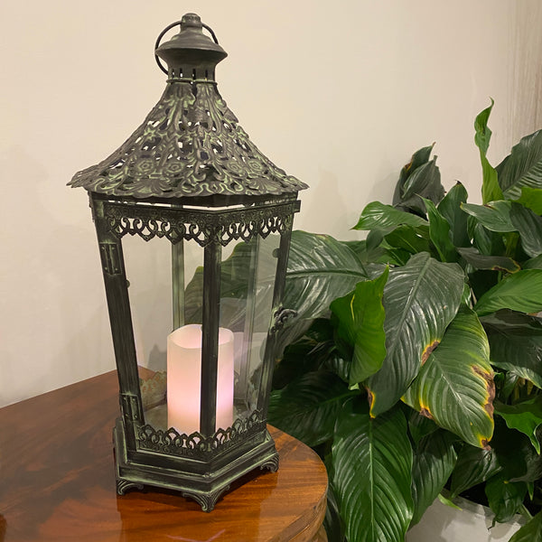 Metal Lantern With Glass - Lila