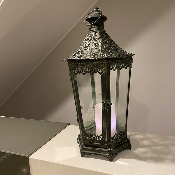 Metal Lantern With Glass - Lila