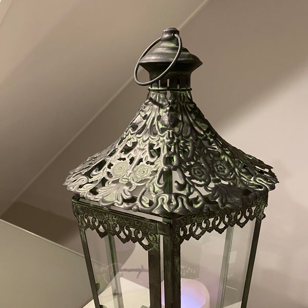 Metal Lantern With Glass - Lila