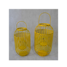 Set of 2, Metal Lantern Candle Holders - Yellow 