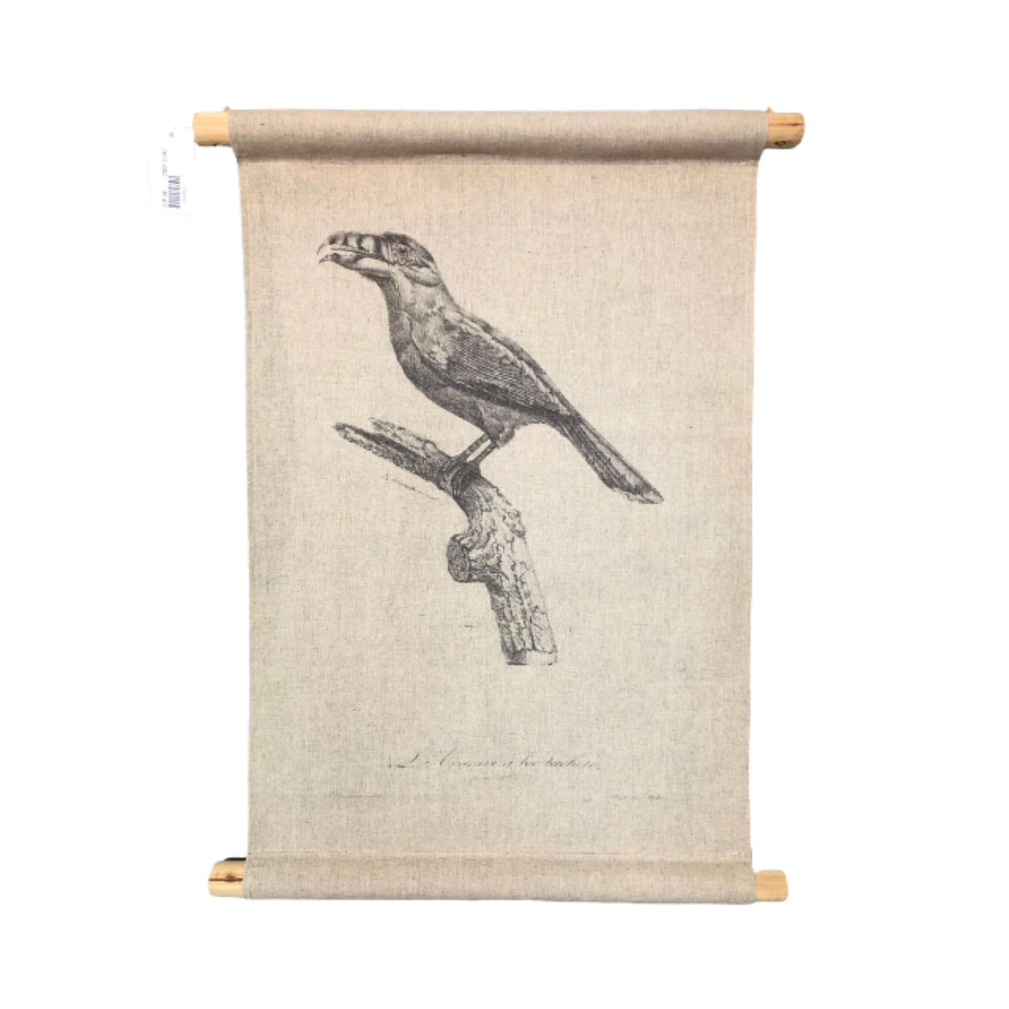 Wall Hanging Scroll, Print on Fabric Unique Vintage Birdlife B