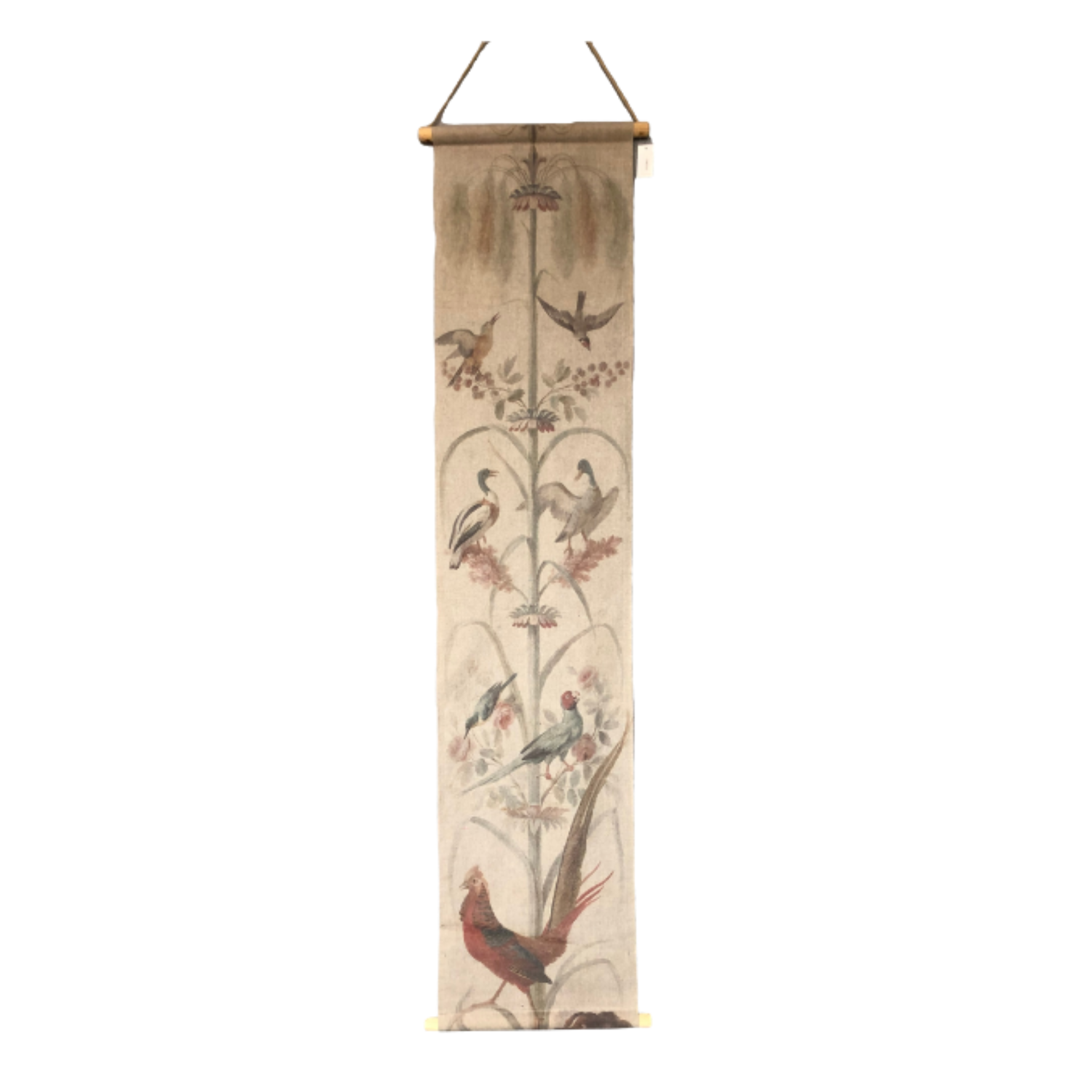 Wall Hanging Scroll, Print on Fabric Unique Vintage Crested Pheasant Birdlife