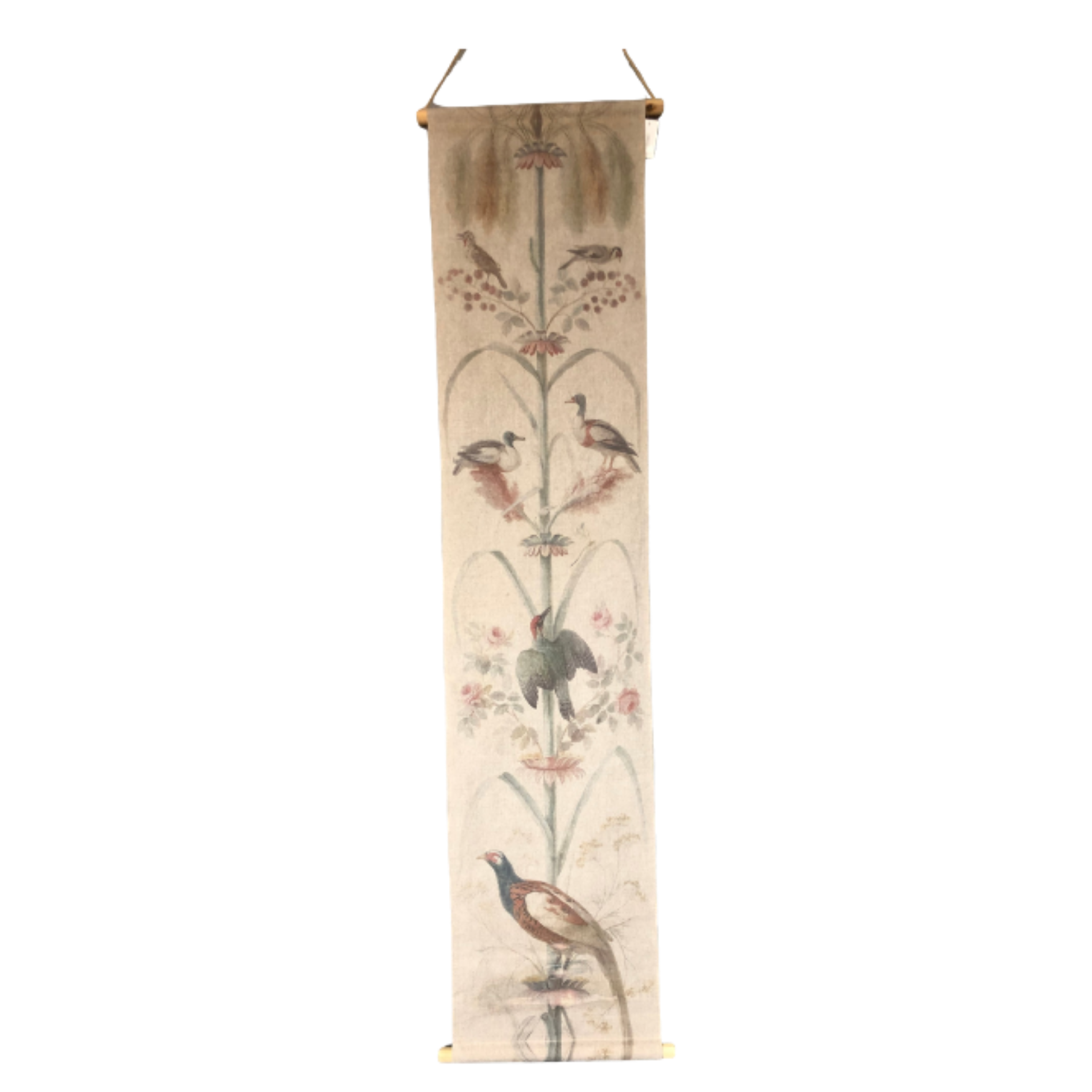 Wall Hanging Scroll, Print on Fabric Unique Vintage Pheasant Birdlife