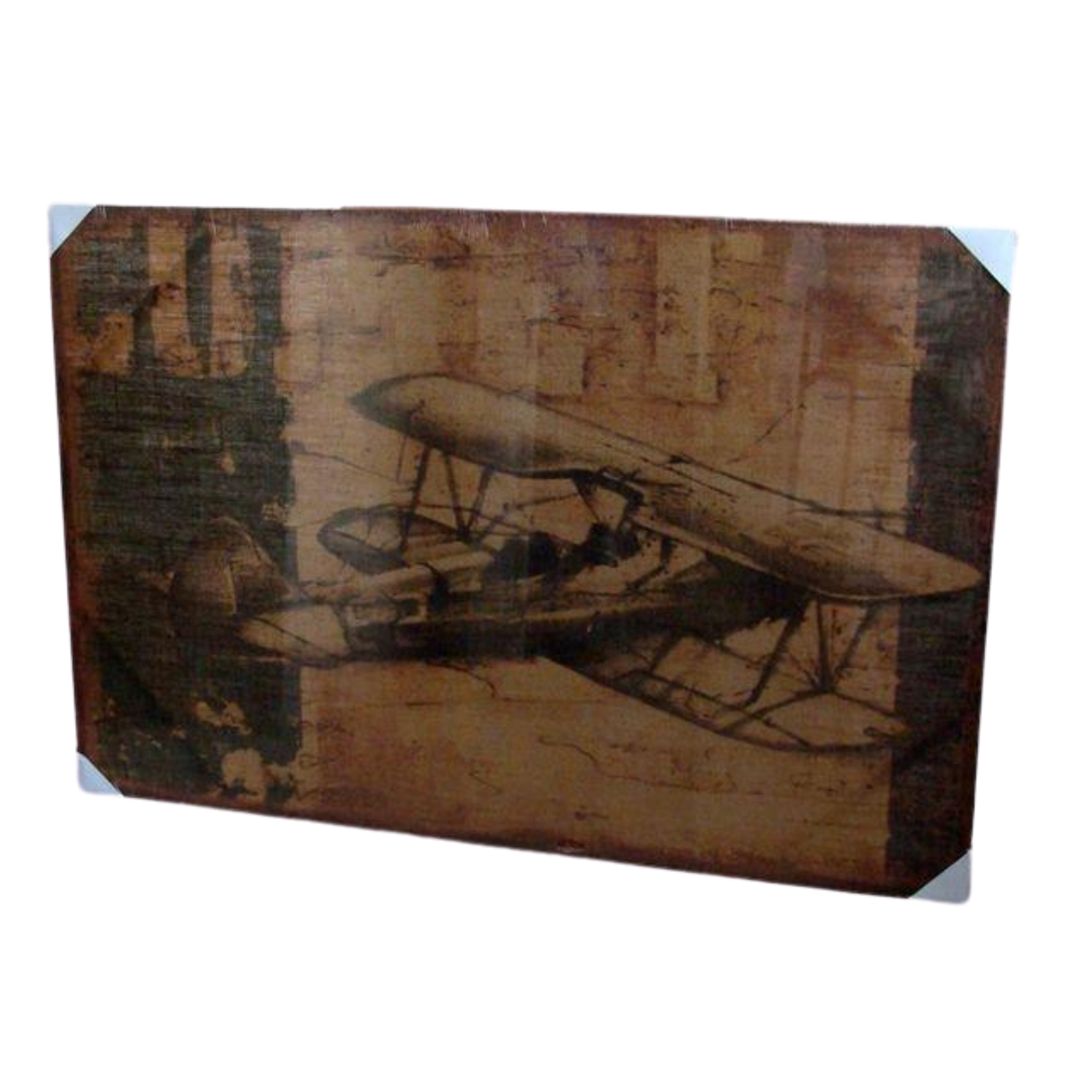 Print Bi-Plane Artwork Hessian Jute Stretched Wood Frame