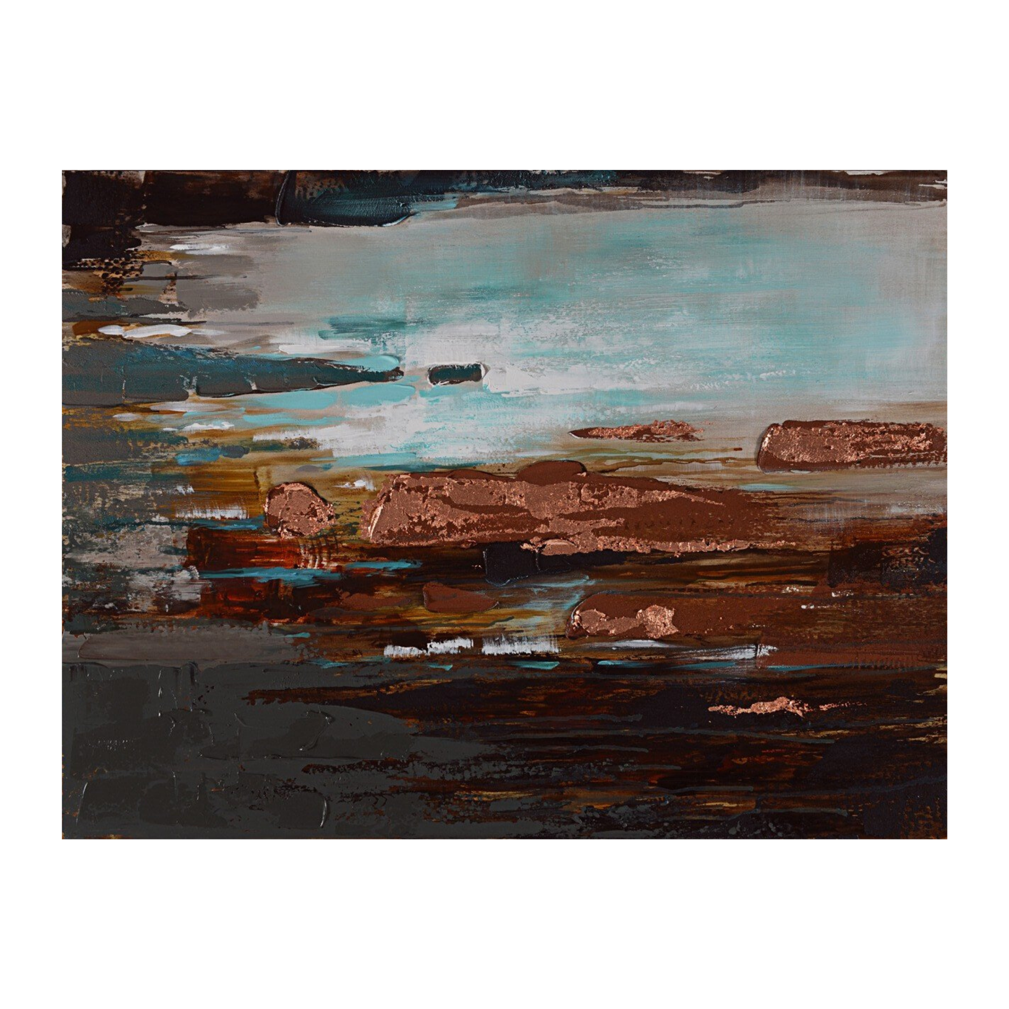 Painting Rock Pools Print Artwork Stretched Wood Frame