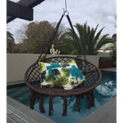 Macrame Hanging chair. Made from woven coffee coloured cotton,