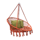 Macrame Hanging chair. Made from woven orange  cotton,