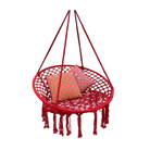 Macrame Hanging chair. Made from woven raspberry coloured  cotton,