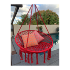 Macrame Hanging chair. Made from woven raspberry  cotton,