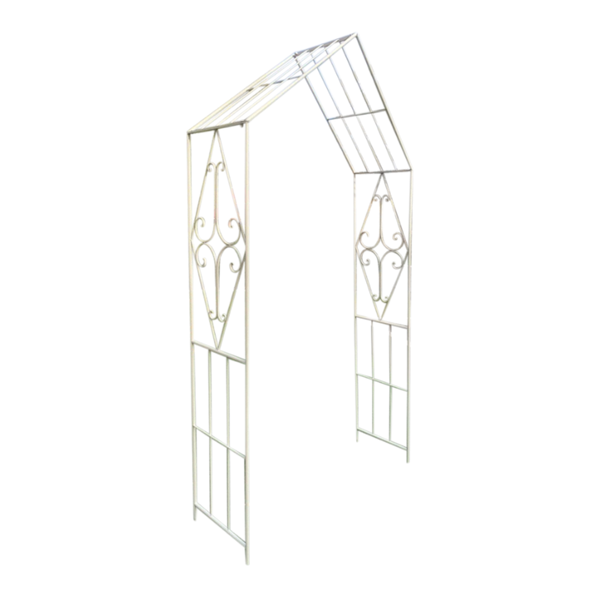 Metal garden arch in cream