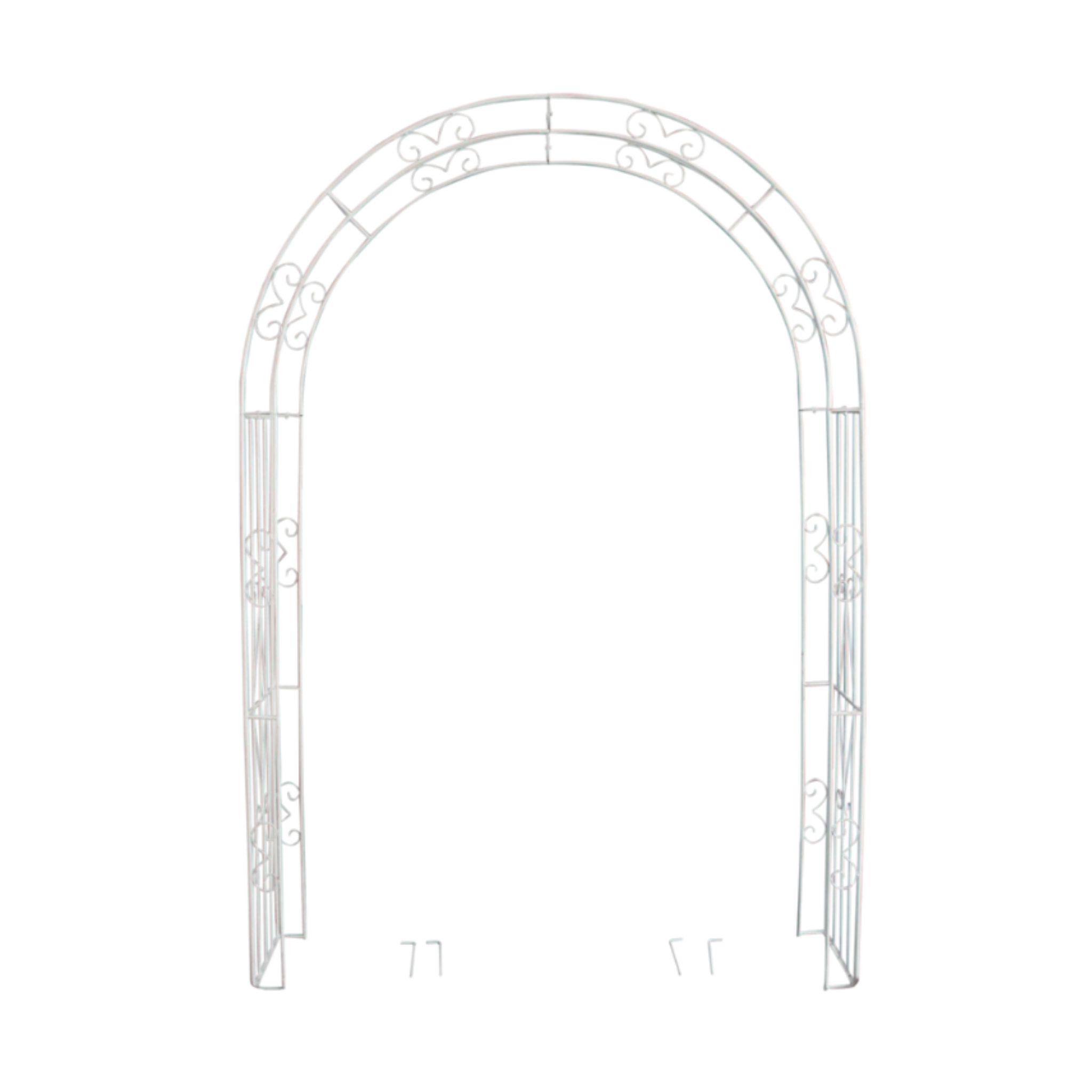 Wide metal garden arch in distressed cream