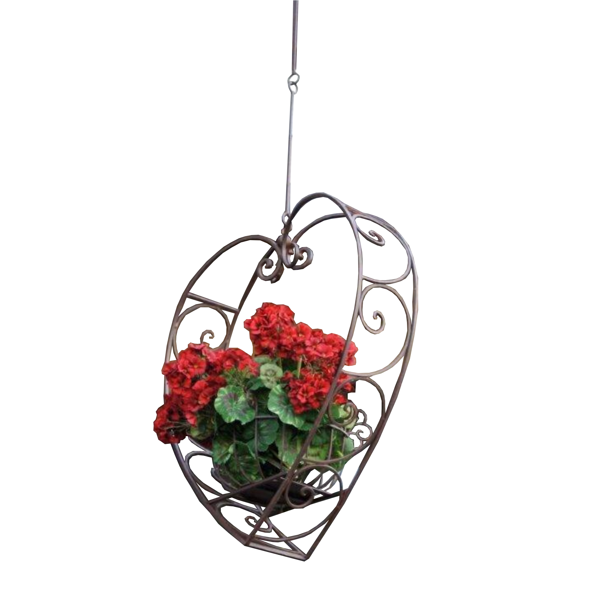 Wrought Iron Hanging Heart Pot Plant Candle Holder - Large