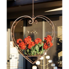 Wrought Iron Hanging Heart Pot Plant Candle Holder - Large