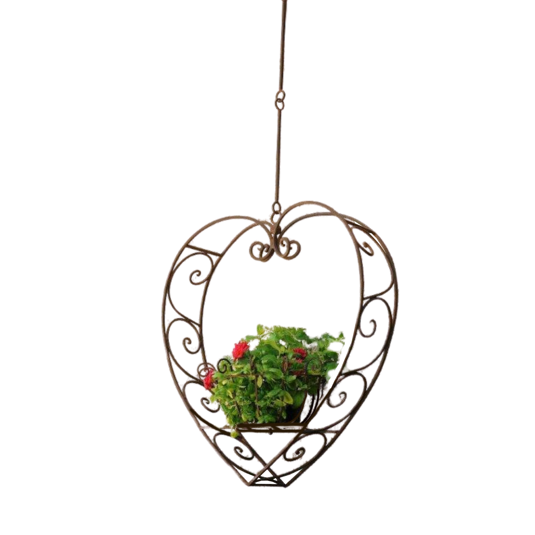 Hanging Heart Pot Plant, Candle Holder, Wrought Iron