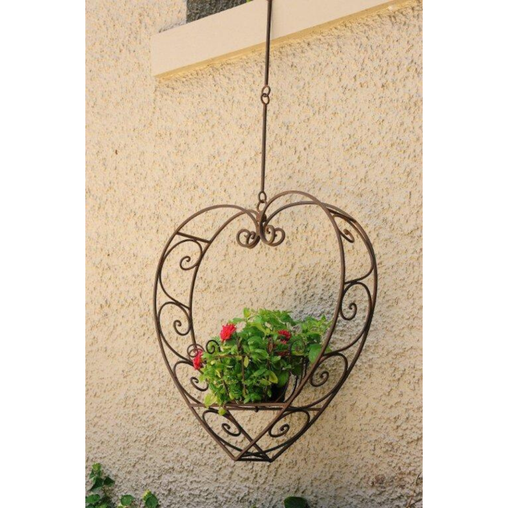 Hanging Heart Pot Plant, Candle Holder, Wrought Iron