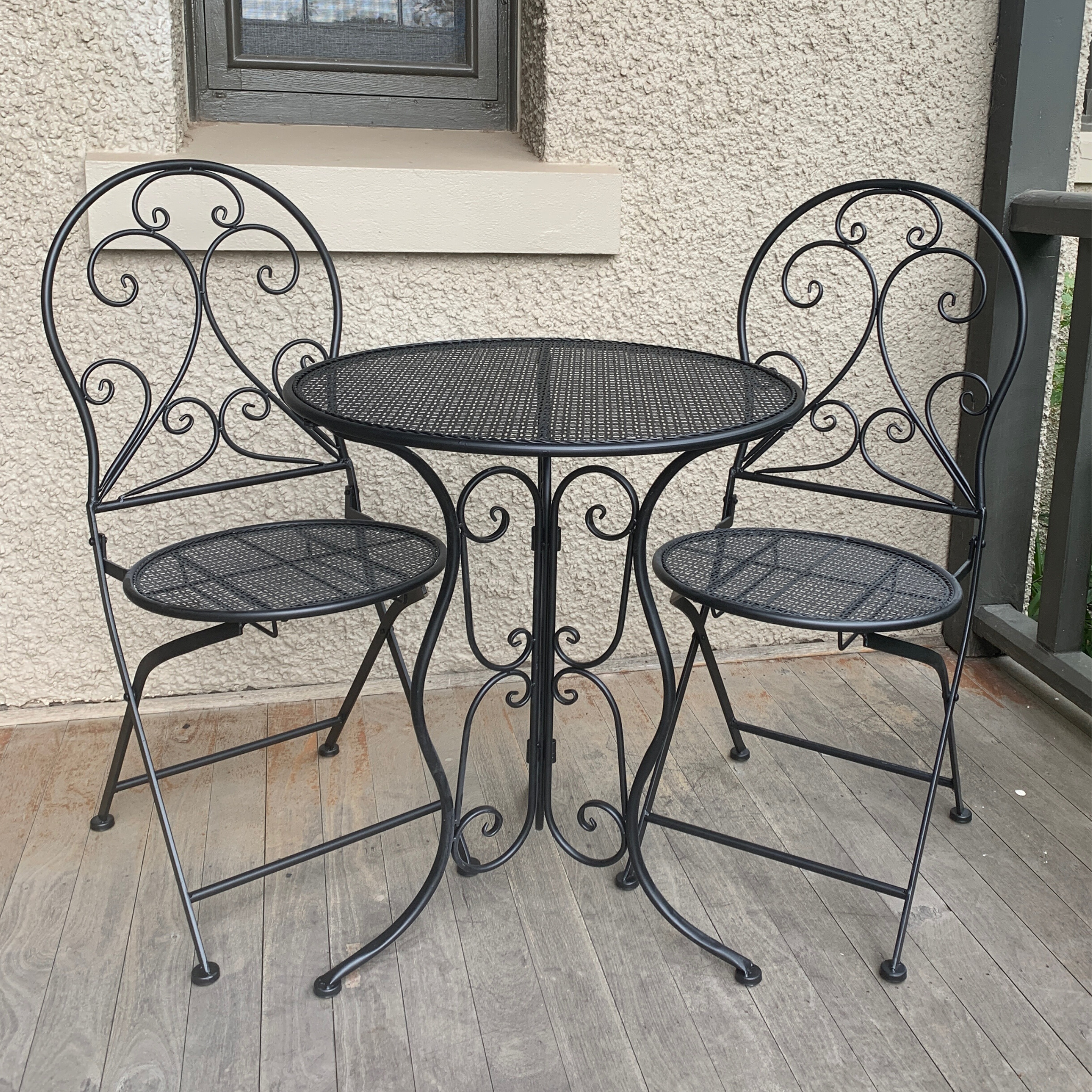 Patio Setting - Mia, Black 3 Piece Metal Garden Setting on a verandah