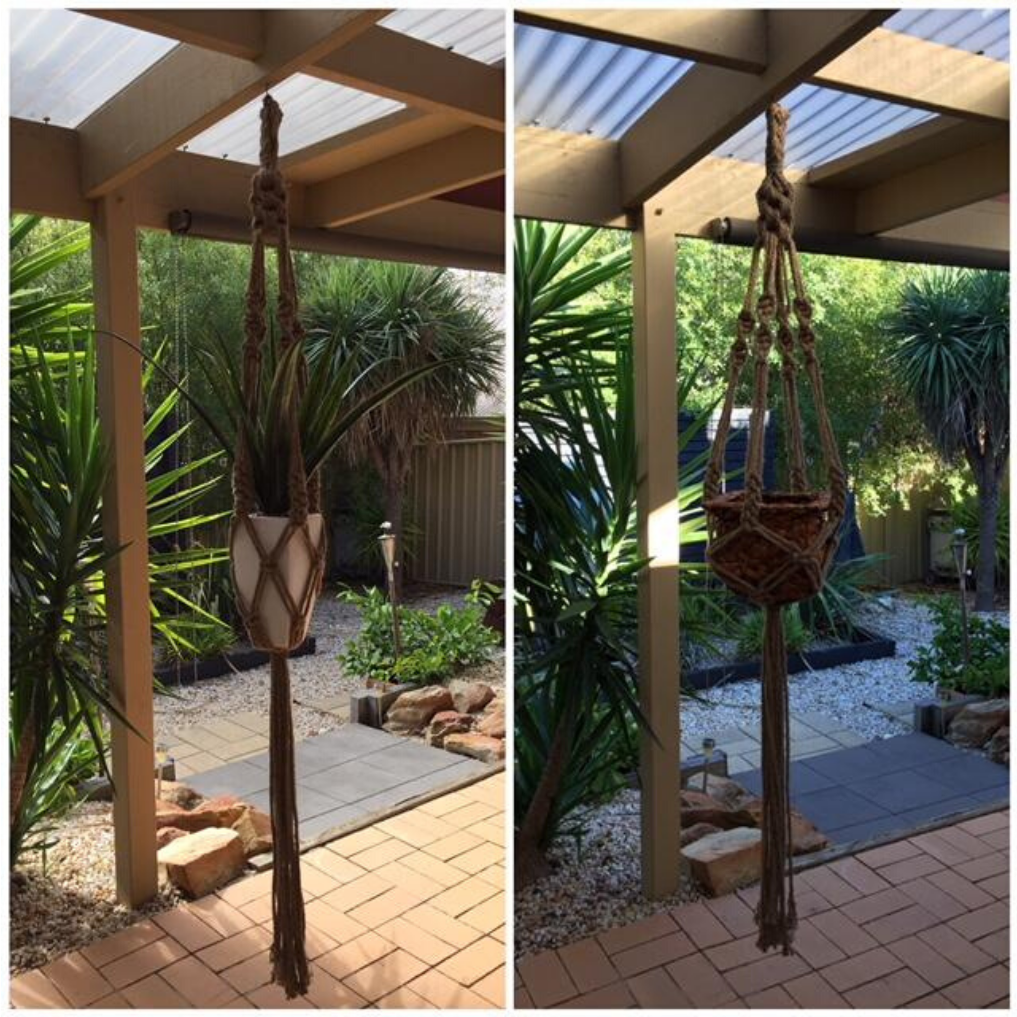 macrame jute hanging pot plant hanger 