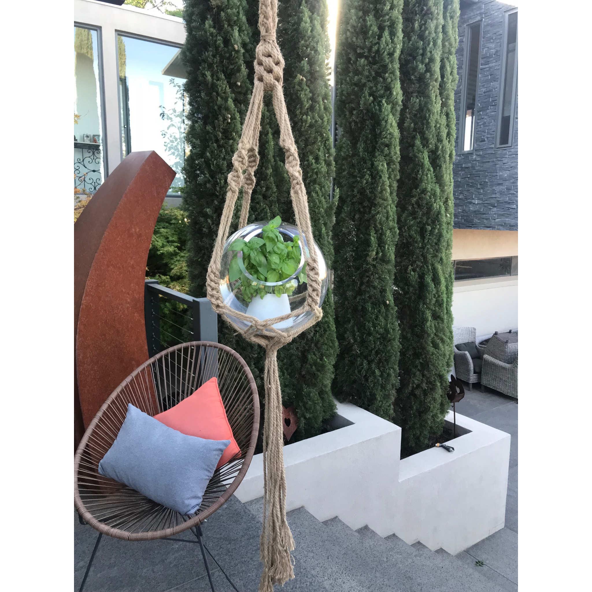 macrame jute hanging pot plant hanger 