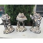 Statue - Frog Playing Trumpet in the garden with 2 other frogs playing the guitar and the accordion