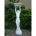 Statue - Lady Bird Feeder Bath - Cream in the garden