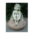 Statue - Fairy Sitting on a Rock in the garden