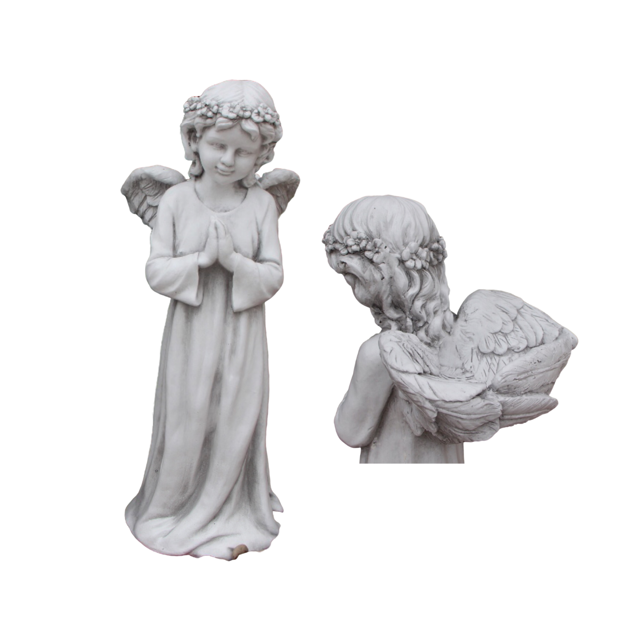 Statue - Angel Fairy Cherub w Wing Bird Feeder Bath Sculpture