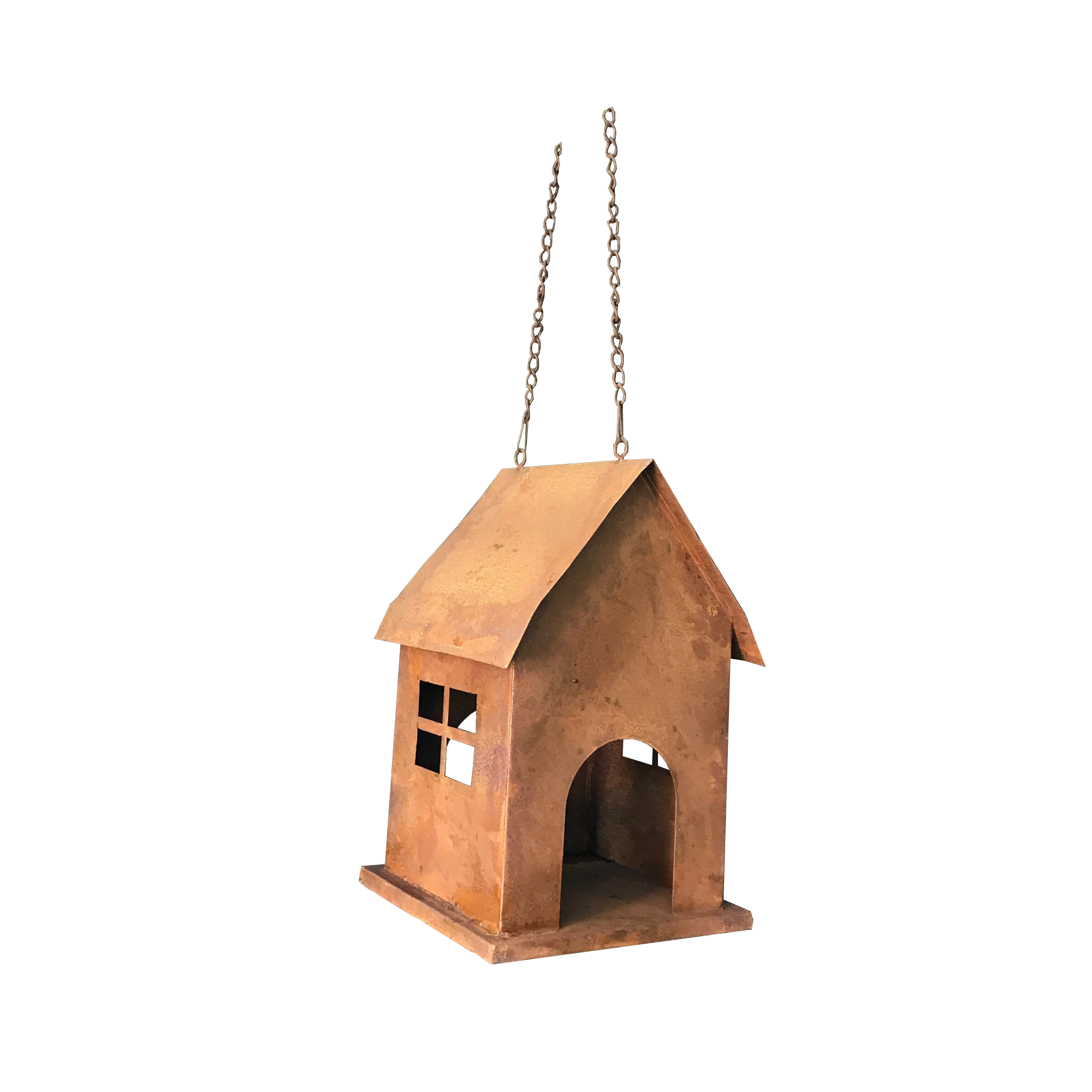 Hanging Birdhouse or birdfeeder in rusty metal 