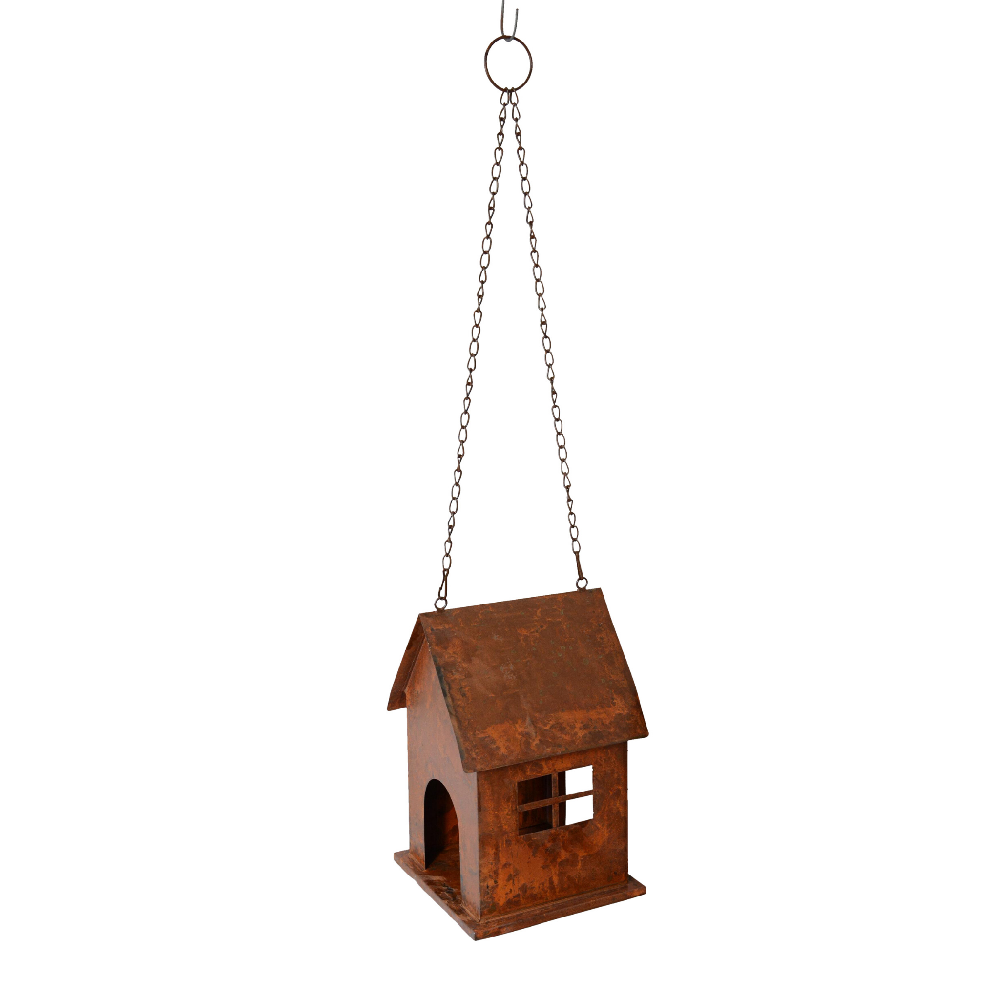 Hanging Birdhouse or birdfeeder in rusty metal 