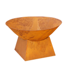 rusty metal fire bowl with plain base